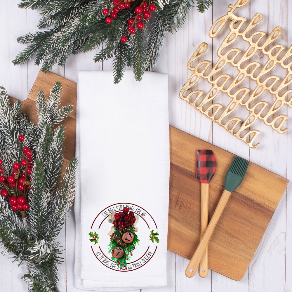 The Bell Still Rings Christmas Waffle Weave Towel